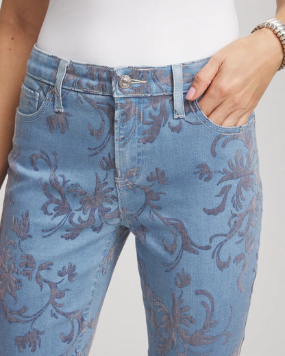 Chico's Girlfriend Slim Ankle Flocked Jeans