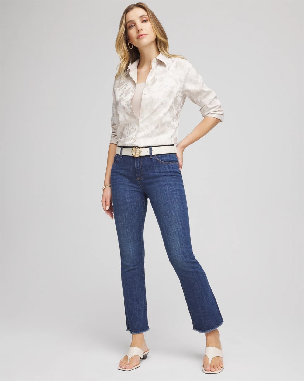Chico's Girlfriend Fray Hem Kick Flare Jeans