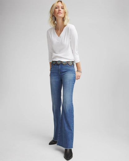 Chico's Girlfriend Frayed Flared Jeans