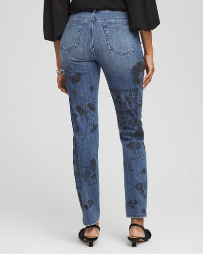 Chico's Mixed-Media Girlfriend Slim Ankle Jeans
